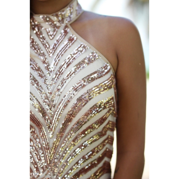 Rose Gold Sequin Short Dress - Picture 6 of 6